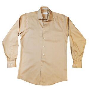 Calvin Klein Men’s Dress Shirt Size 14 1/2 Beige Button Up Long Sleeve